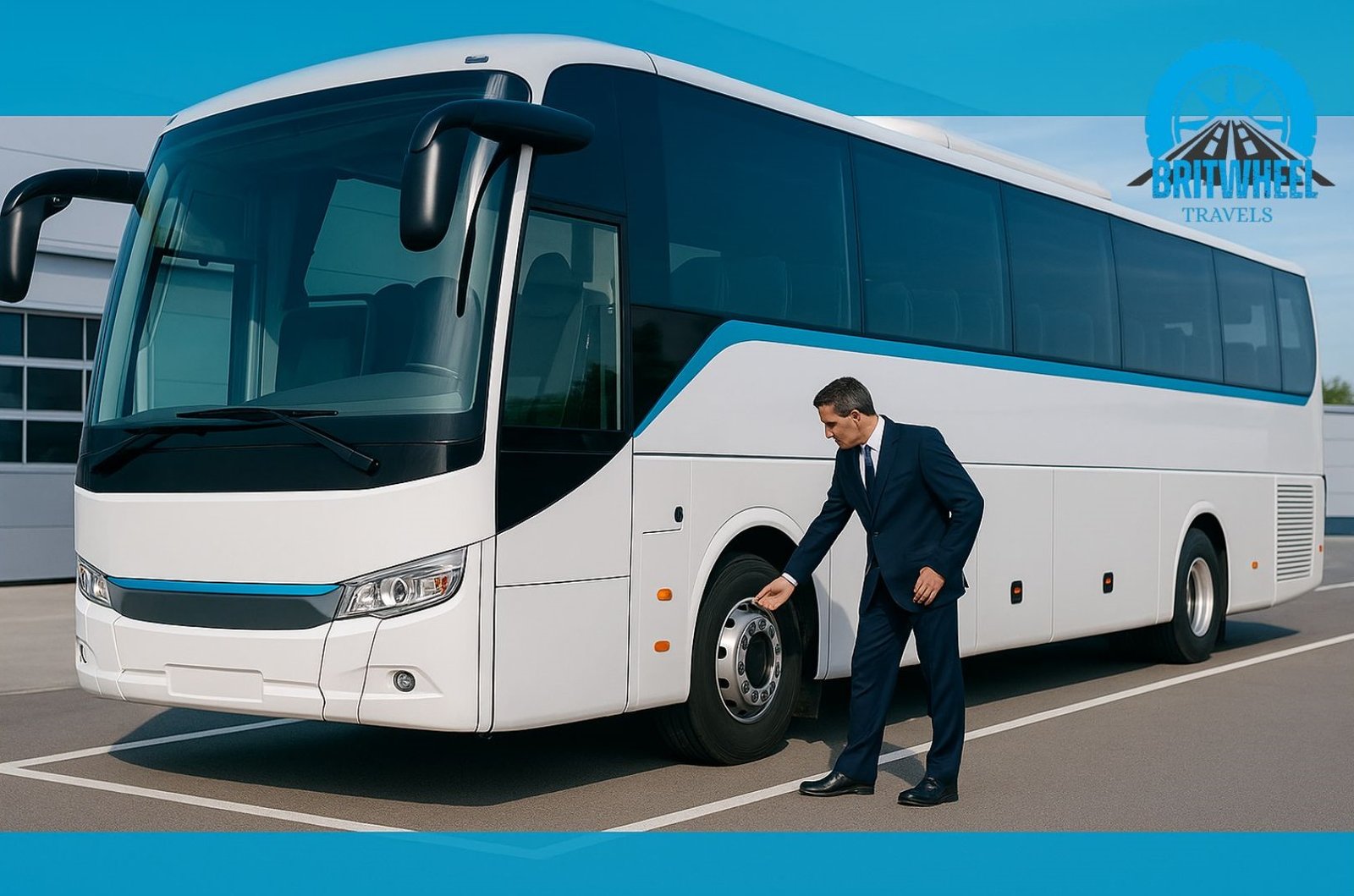 Coach inspection by uniformed driver at modern depot reflecting safety and reliability